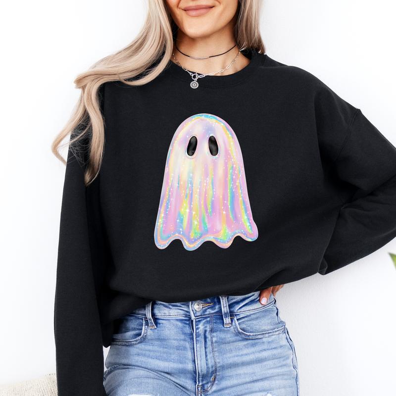 Shimmering Ghost Halloween Crewneck Sweatshirt