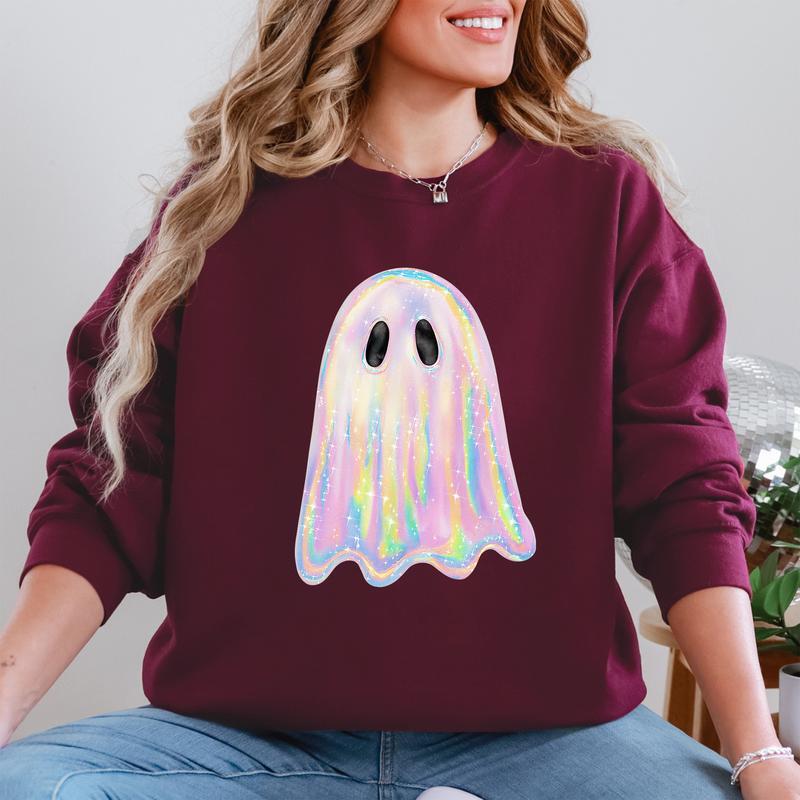Shimmering Ghost Halloween Crewneck Sweatshirt