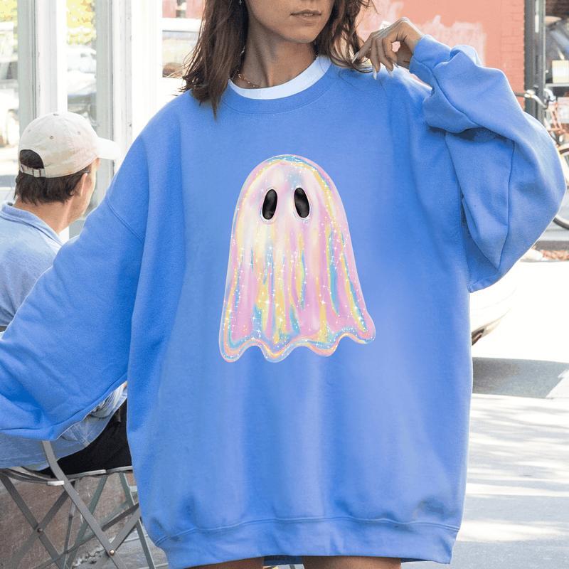 Shimmering Ghost Halloween Crewneck Sweatshirt