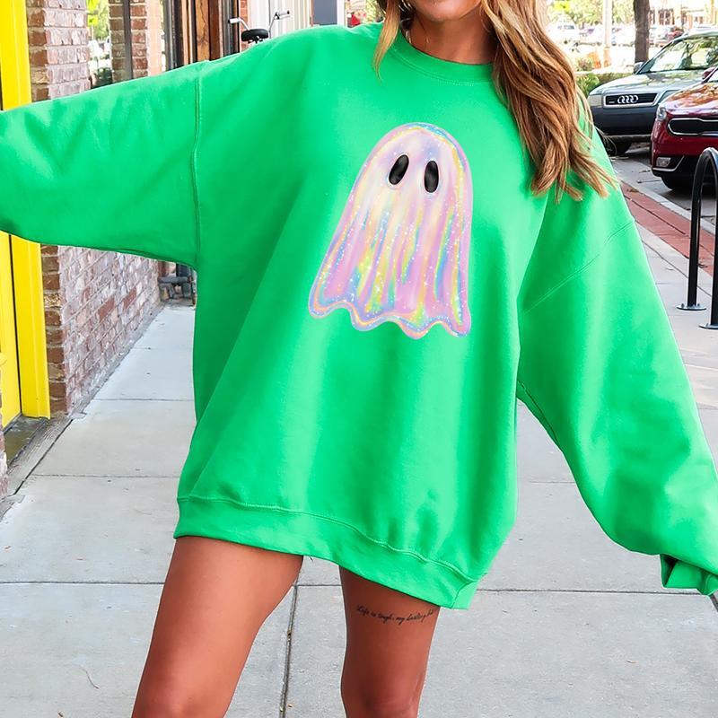 Shimmering Ghost Halloween Crewneck Sweatshirt