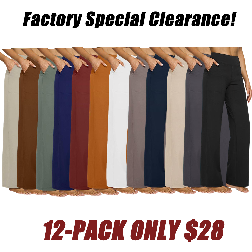Women's High Waist Business Casual Pants - Loose Fit Work Trousers with Pockets