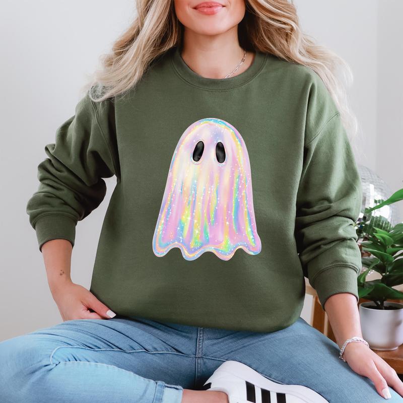 Shimmering Ghost Halloween Crewneck Sweatshirt
