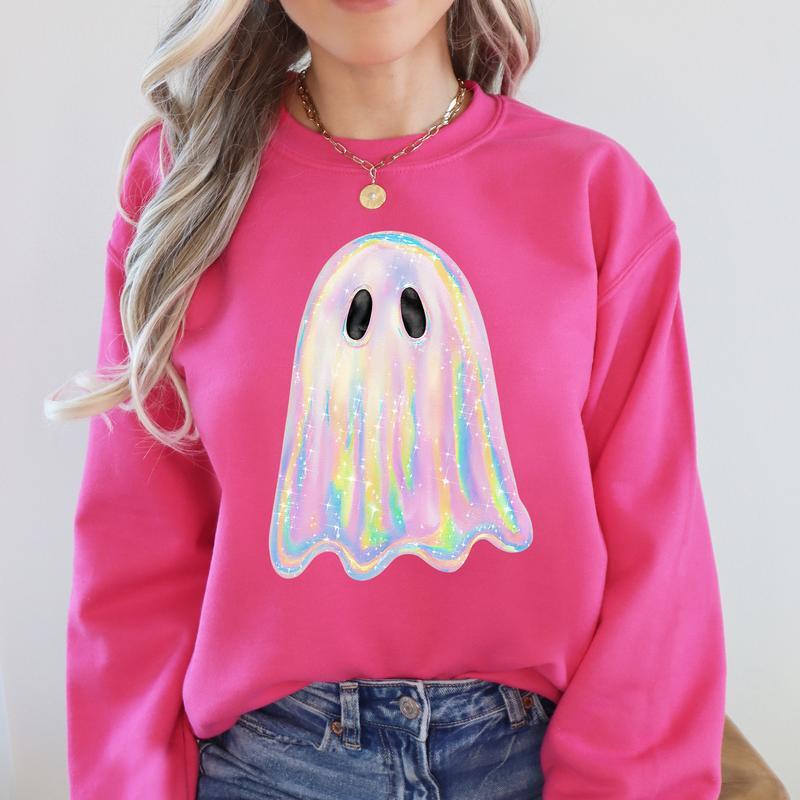 Shimmering Ghost Halloween Crewneck Sweatshirt