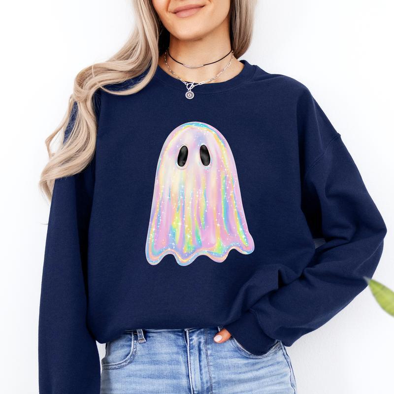 Shimmering Ghost Halloween Crewneck Sweatshirt